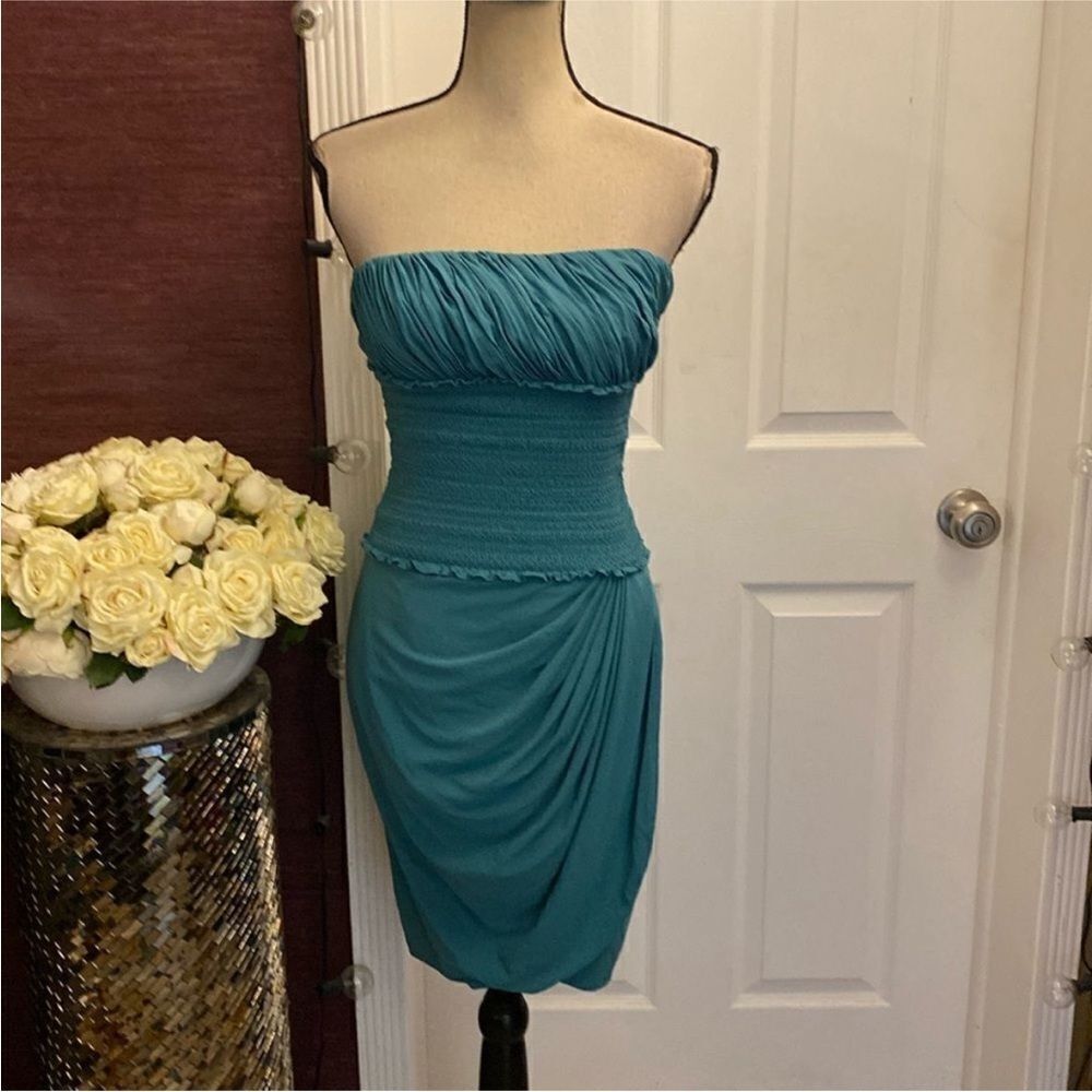 Catherine Malandrino Strapless Teal Dress